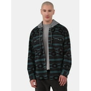 No Boundaries Men's \u0026 Big Men's Polar Fleece Hooded Button Up Jacket, Sizes XS-5XL